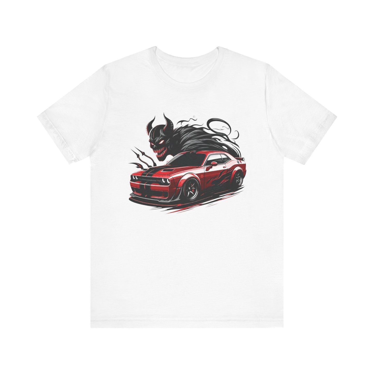 Dodge Challenger t-shirt muscle car, Men's Devil Car Graphic Tee - Unisex Jersey Short Sleeve T-Shirt