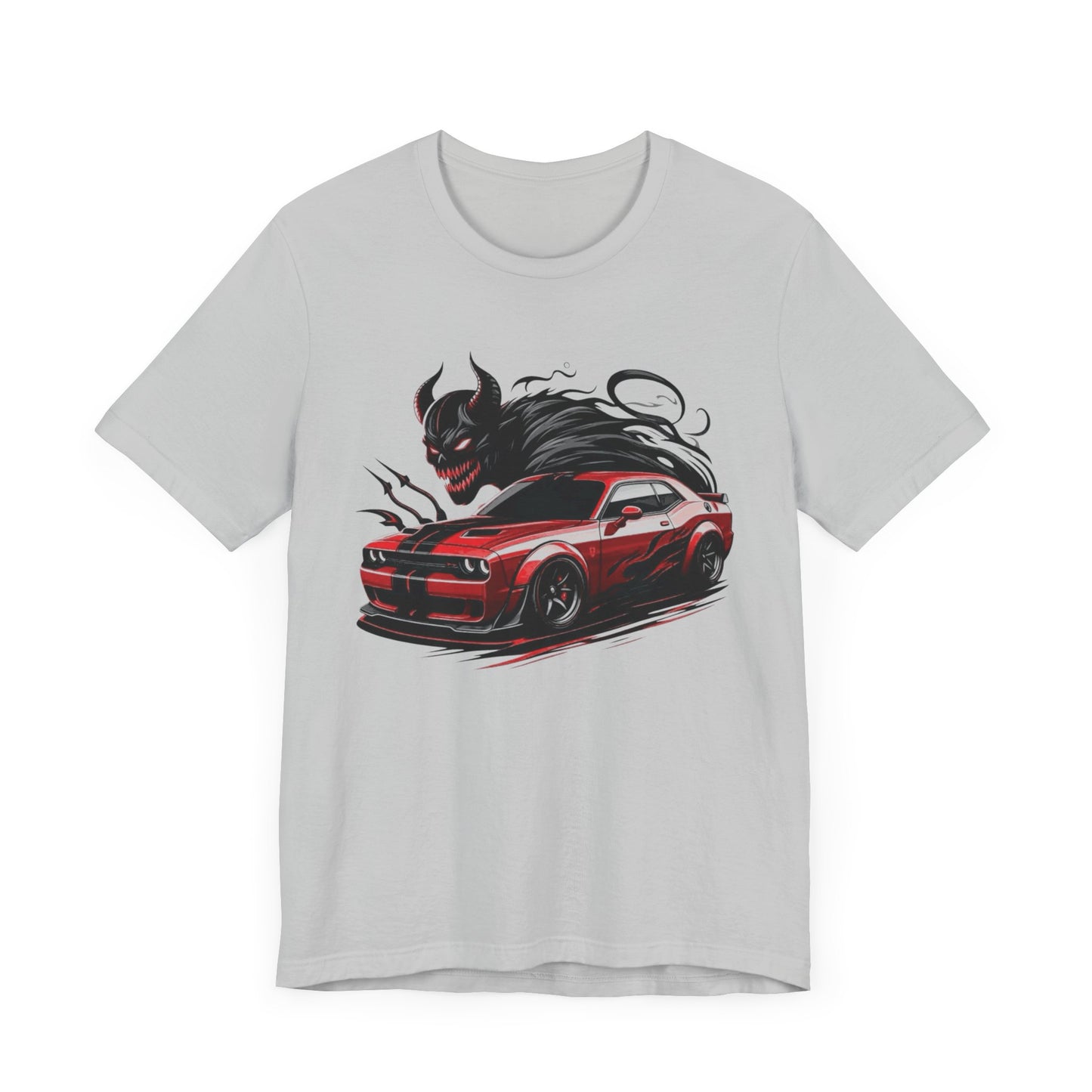 Dodge Challenger t-shirt muscle car, Men's Devil Car Graphic Tee - Unisex Jersey Short Sleeve T-Shirt