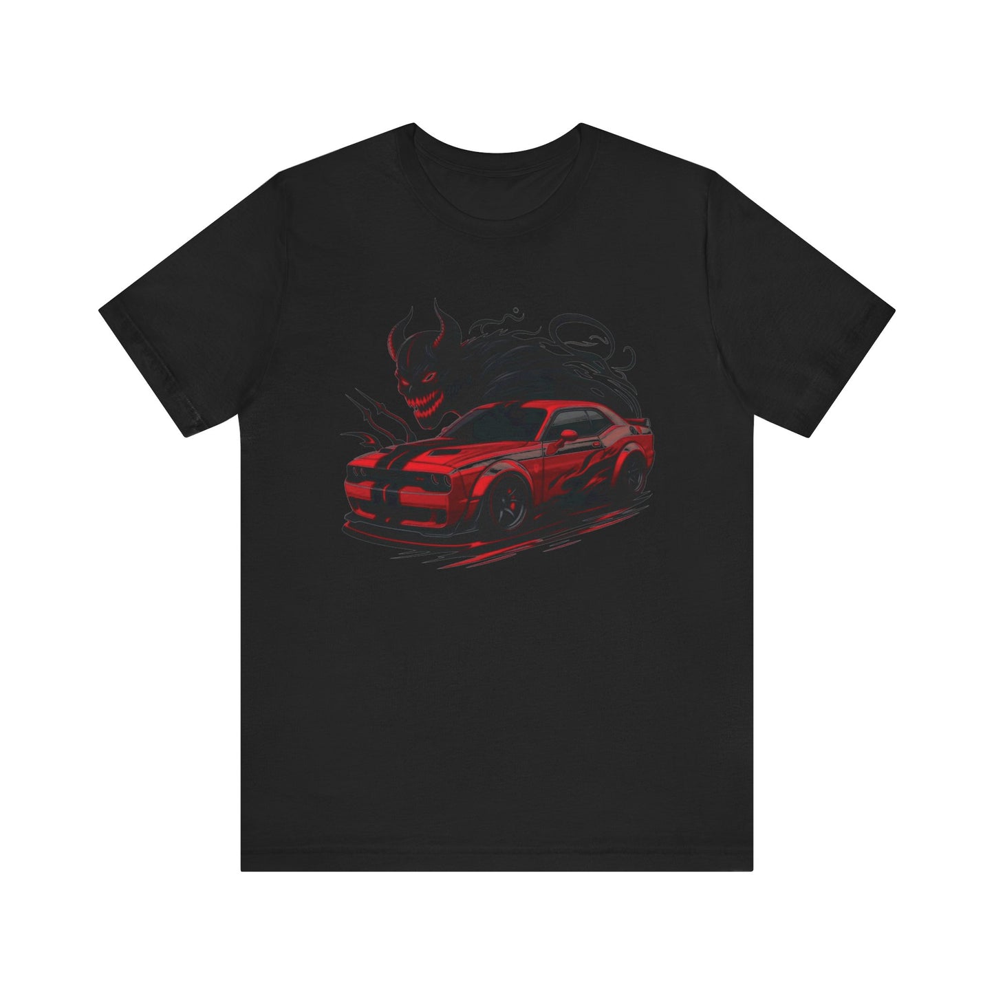 Dodge Challenger t-shirt muscle car, Men's Devil Car Graphic Tee - Unisex Jersey Short Sleeve T-Shirt