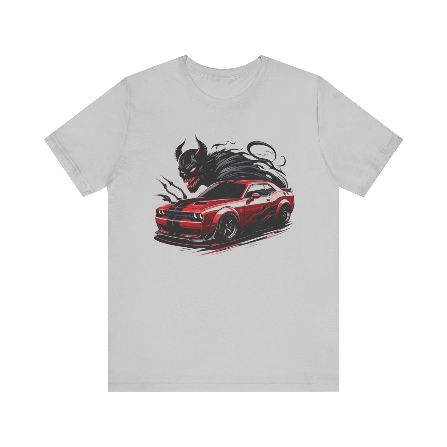 Dodge Challenger t-shirt muscle car, Men's Devil Car Graphic Tee - Unisex Jersey Short Sleeve T-Shirt