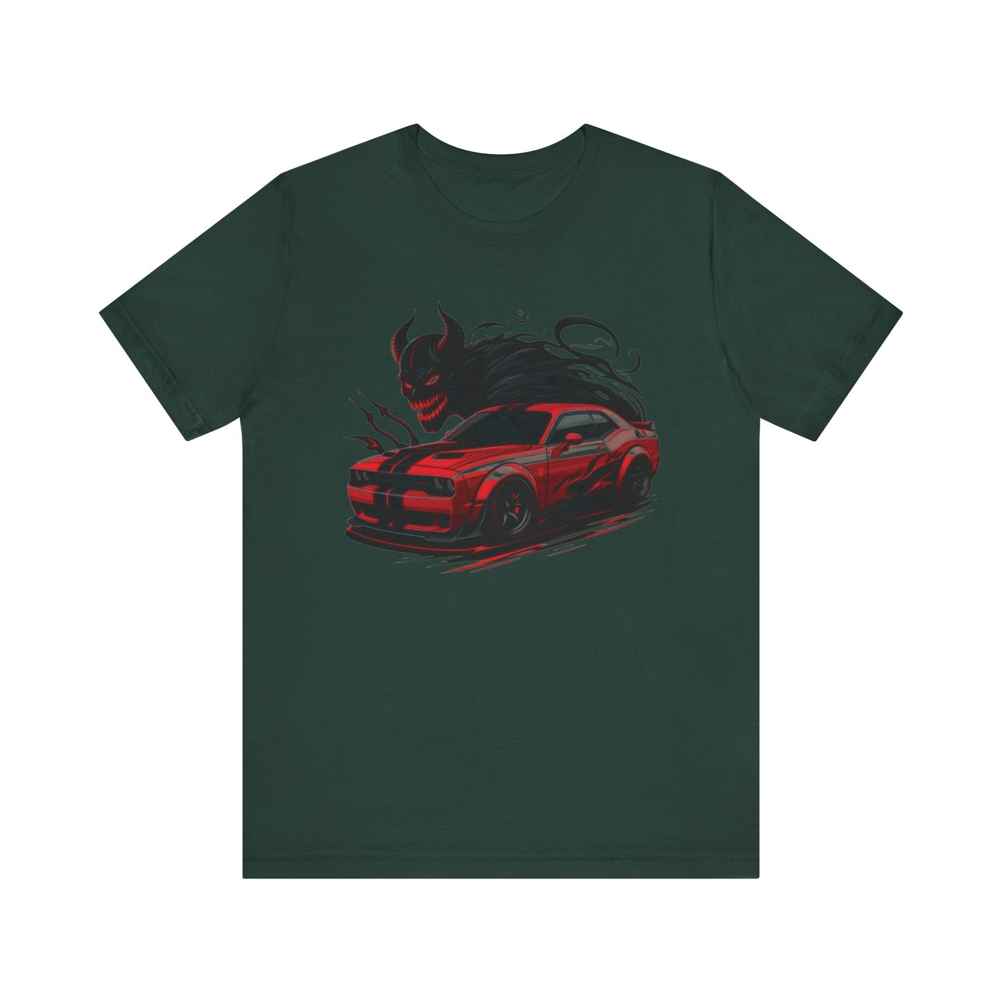 Dodge Challenger t-shirt muscle car, Men's Devil Car Graphic Tee - Unisex Jersey Short Sleeve T-Shirt