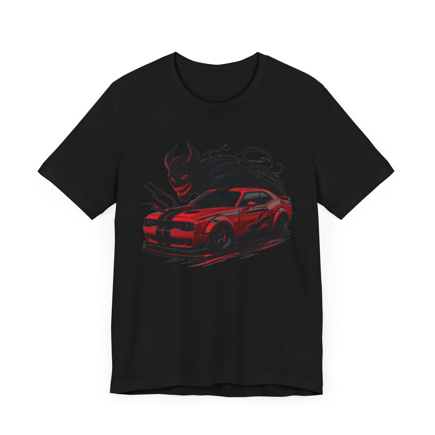 Dodge Challenger t-shirt muscle car, Men's Devil Car Graphic Tee - Unisex Jersey Short Sleeve T-Shirt