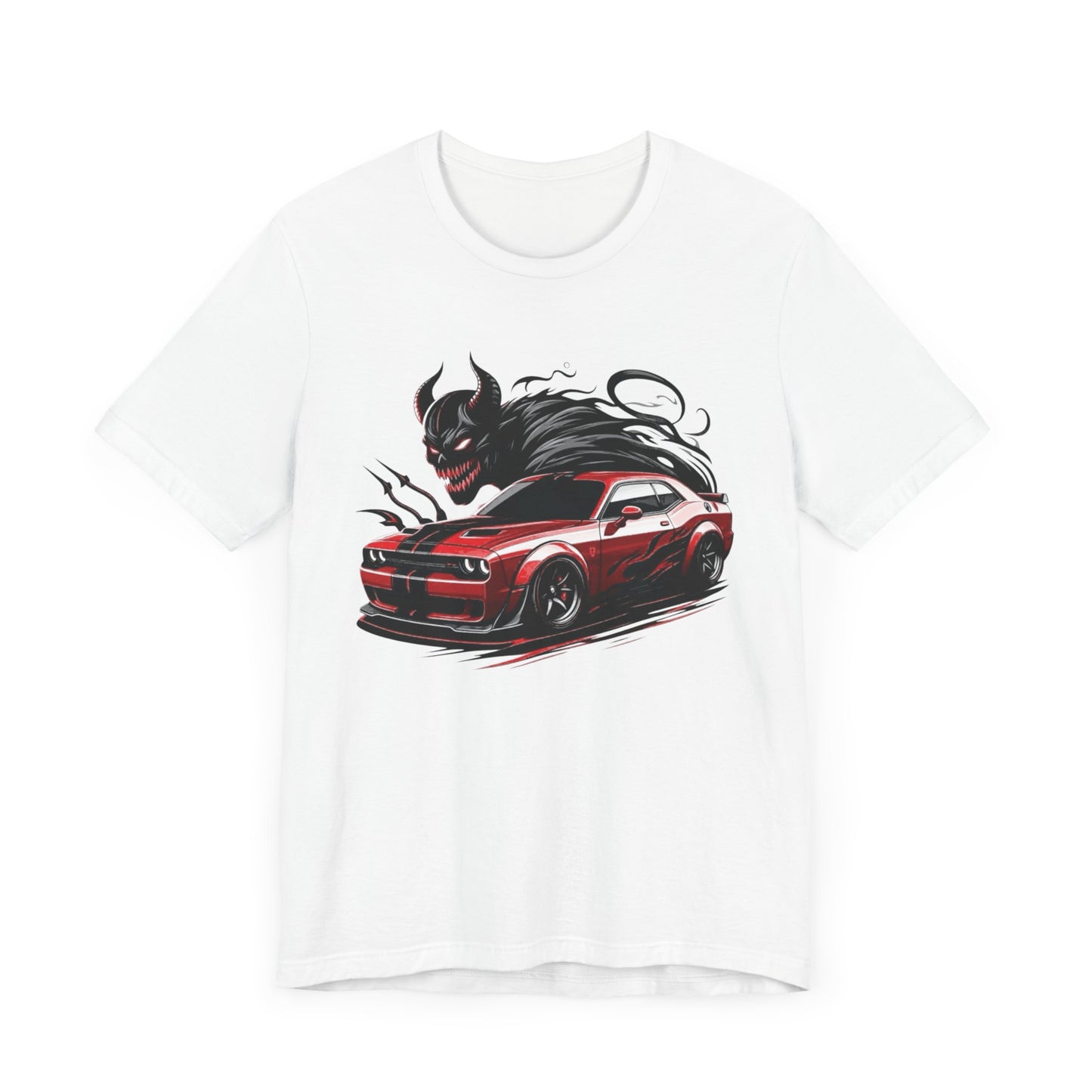 Dodge Challenger t-shirt muscle car, Men's Devil Car Graphic Tee - Unisex Jersey Short Sleeve T-Shirt