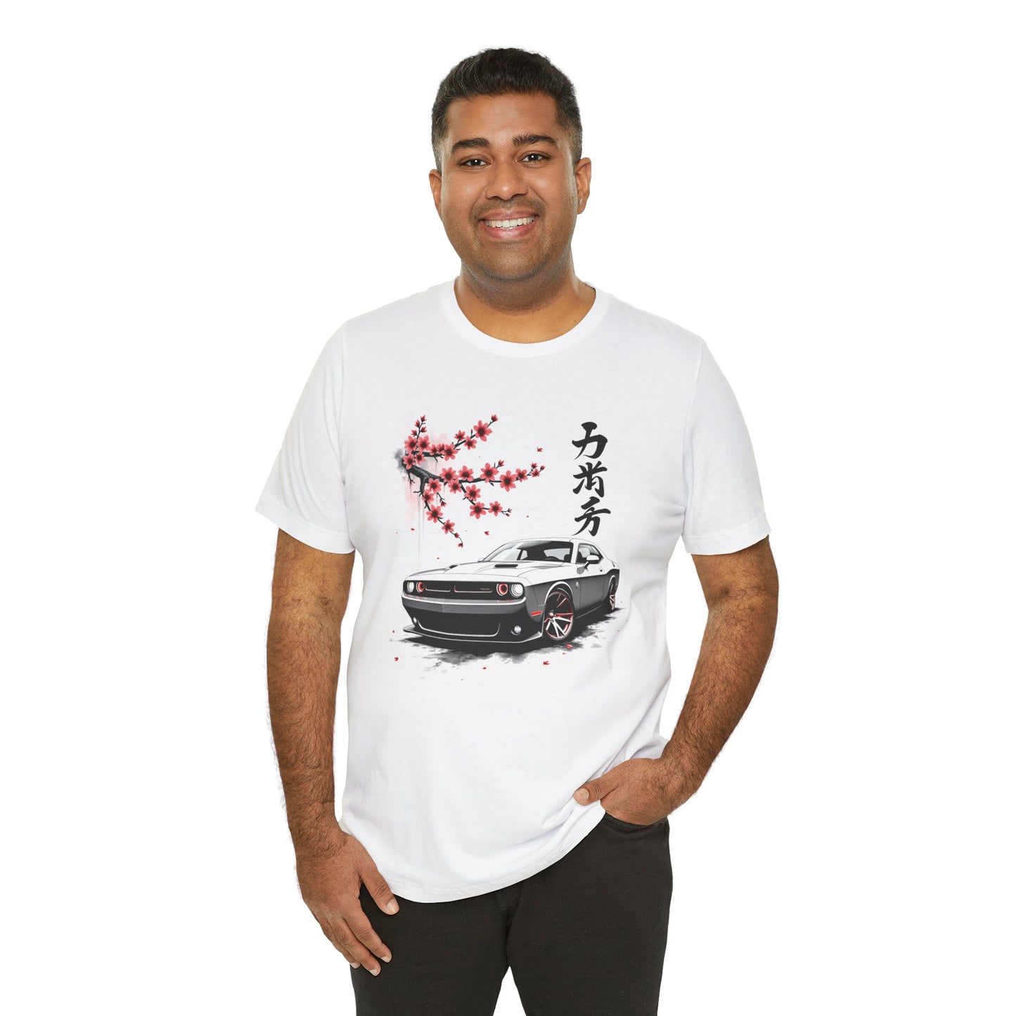 Dodge Challenger t-shirt muscle Car Art Unisex Tee - Short Sleeve Japanese Cherry Blossom Design