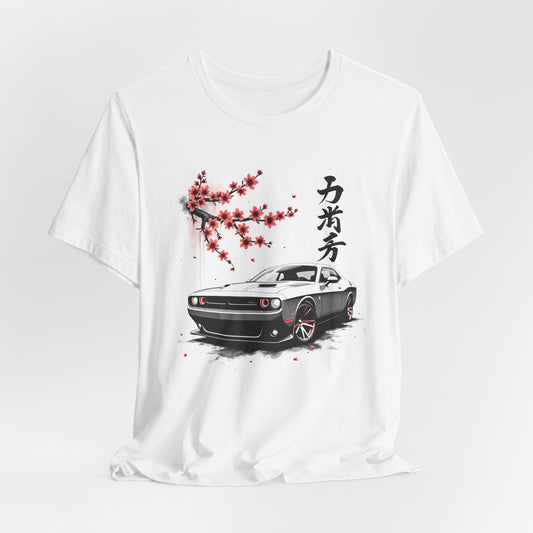 Dodge Challenger t-shirt muscle Car Art Unisex Tee - Short Sleeve Japanese Cherry Blossom Design